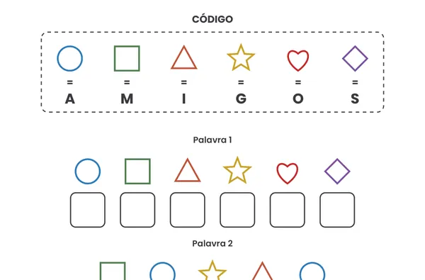 Página do código secreto das Missões Especiais, com símbolos que viram letras